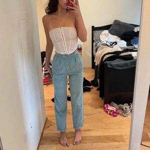 Women's Blue High-Waisted Trousers